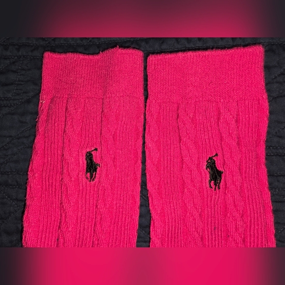 Ralph Lauren Bright Pink Cable Knit Socks Shoe Size 6-10 Womens Teens SUPER CUTE - Picture 1 of 12